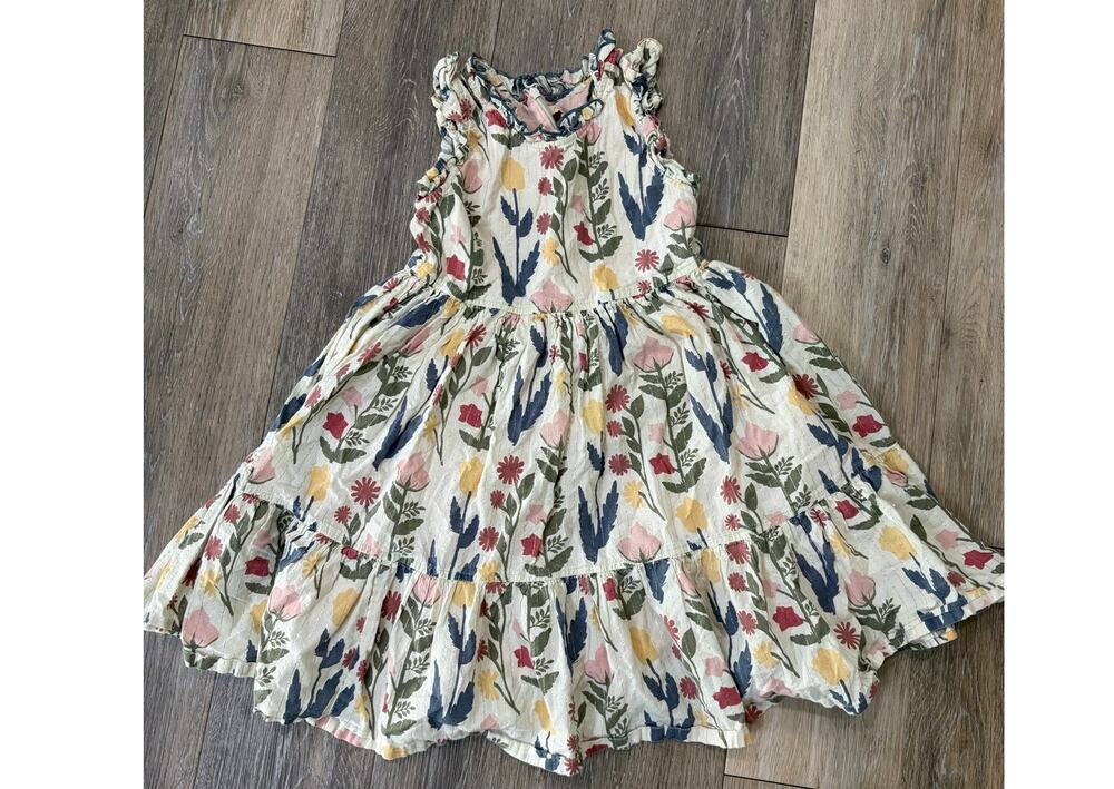 Pink Chicken Girls Floral Tiered Dress 8Y Ruffle Sleeveless Cottagecore